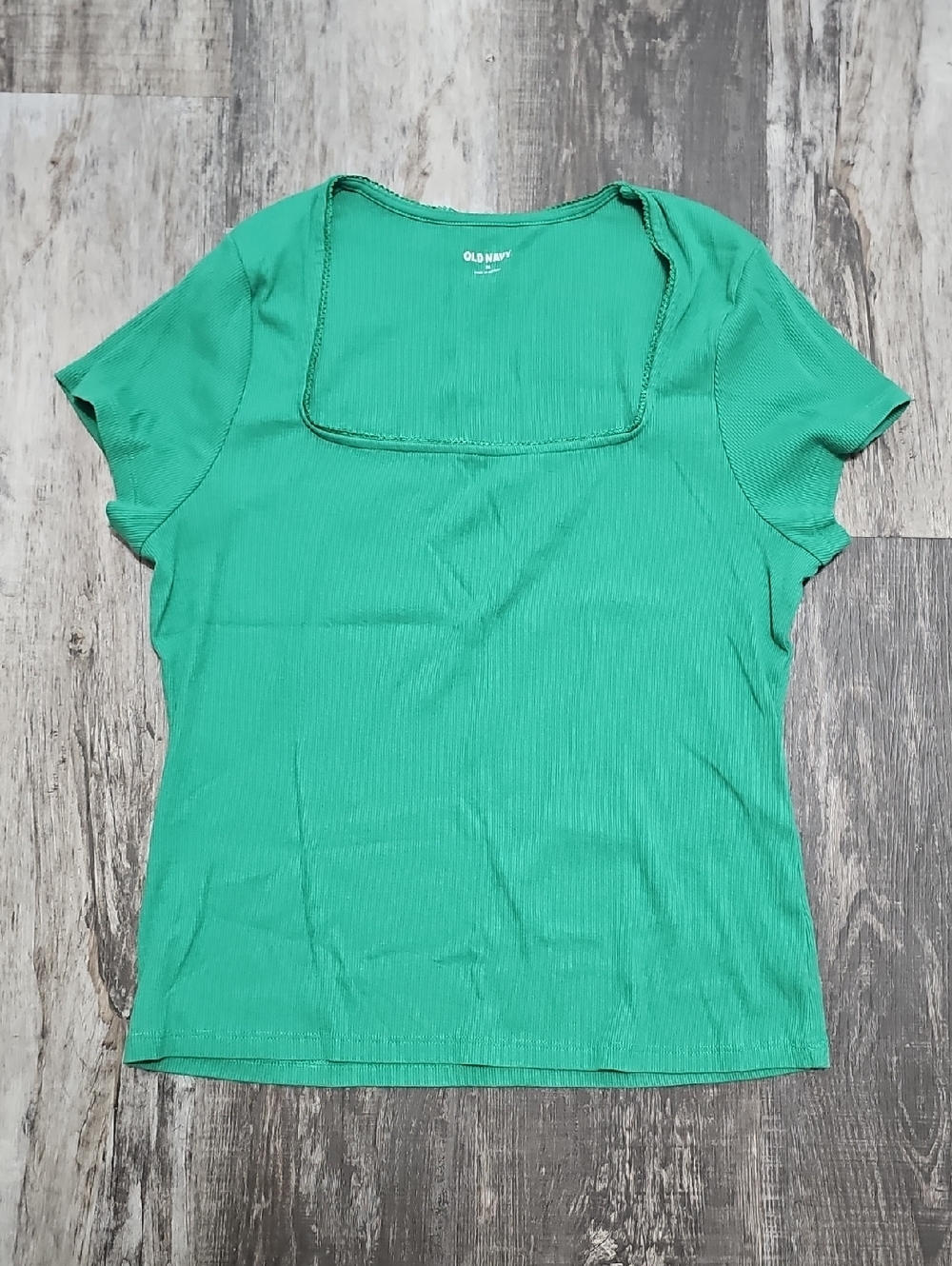Old Navy Green Square Neck Ribbed Short Sleeve Tee XL